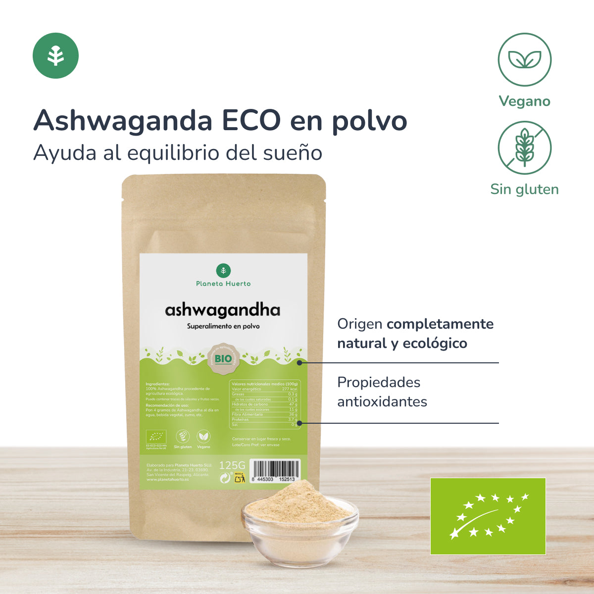 Ashwagandha in polvere ECO Planeta Huerto 125 g
