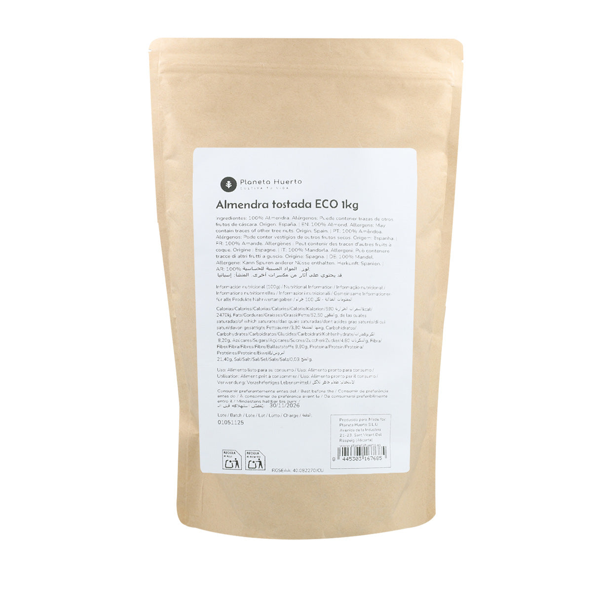 Gebrannte Mandeln mit Haut ECO Planeta Huerto 1 kg