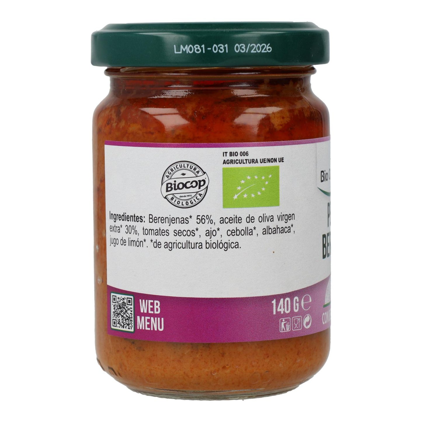 Wegańskie pesto z bakłażanów Bio Organica Italia 140 g