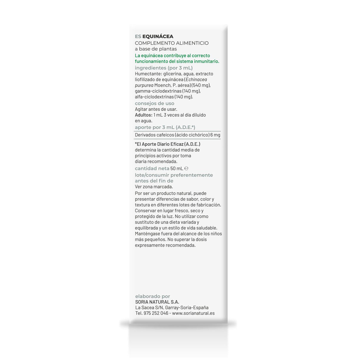 Confezione da 3 estratti di echinacea Soria Natural, 50 ml
