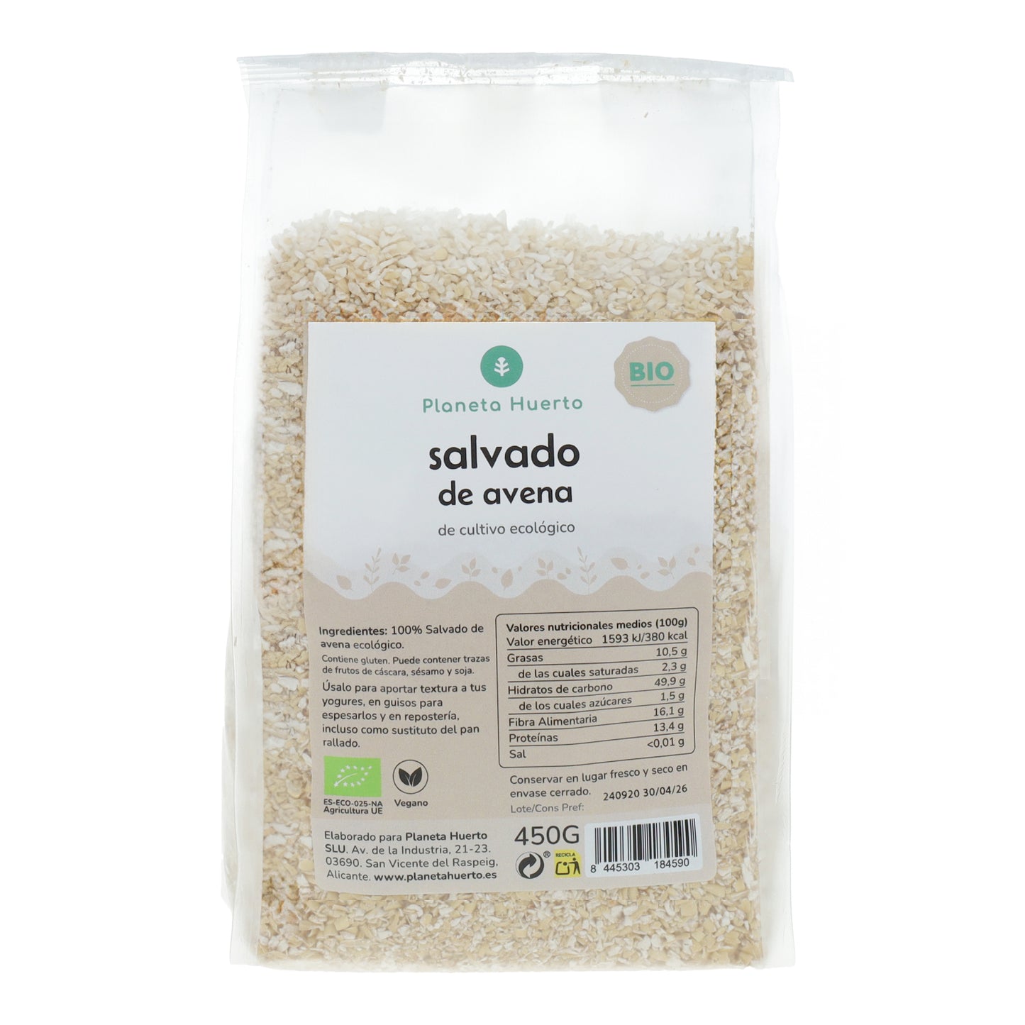 Haferkleie ECO Planeta Huerto 450 g