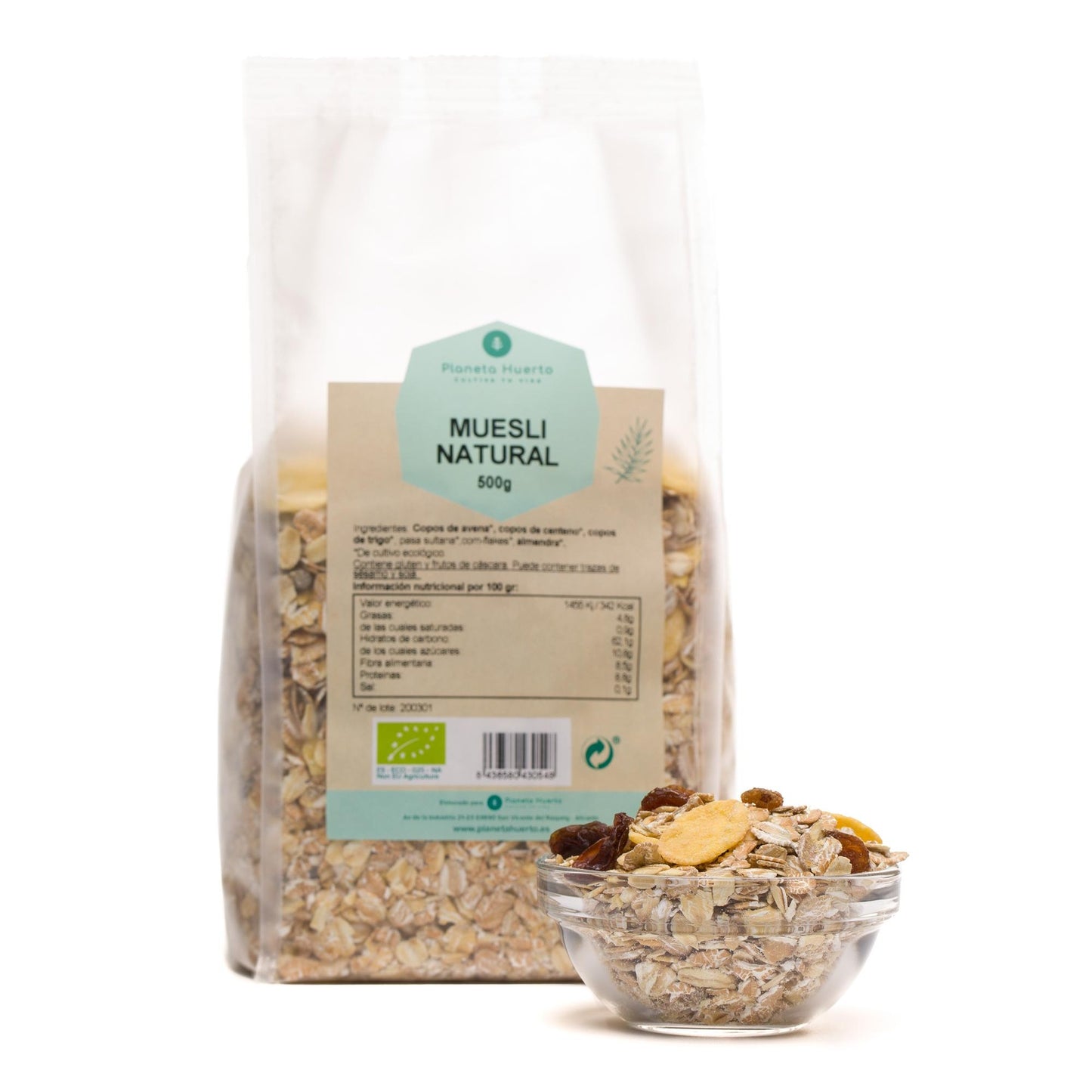 6x Pack of Planeta Huerto Organic Natural Muesli with Raisins, 500 g
