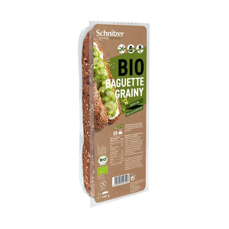 Gluten-free baguette with flax and sesame seeds, Schnitzer organic, 160 g