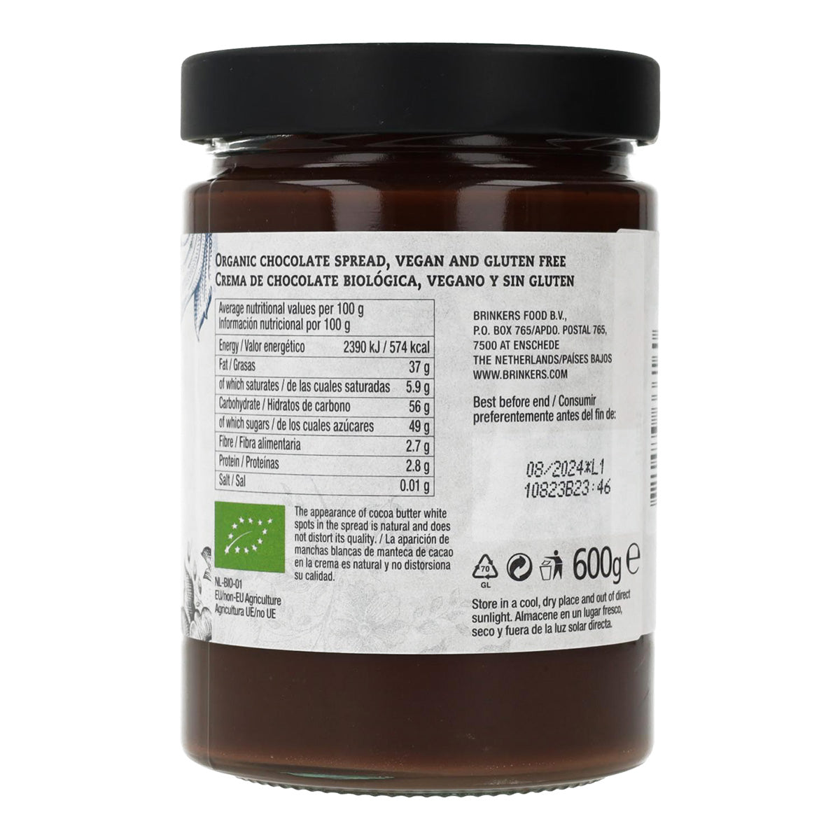 Crème au chocolat vegan sans gluten La Vida Vegan 270 g