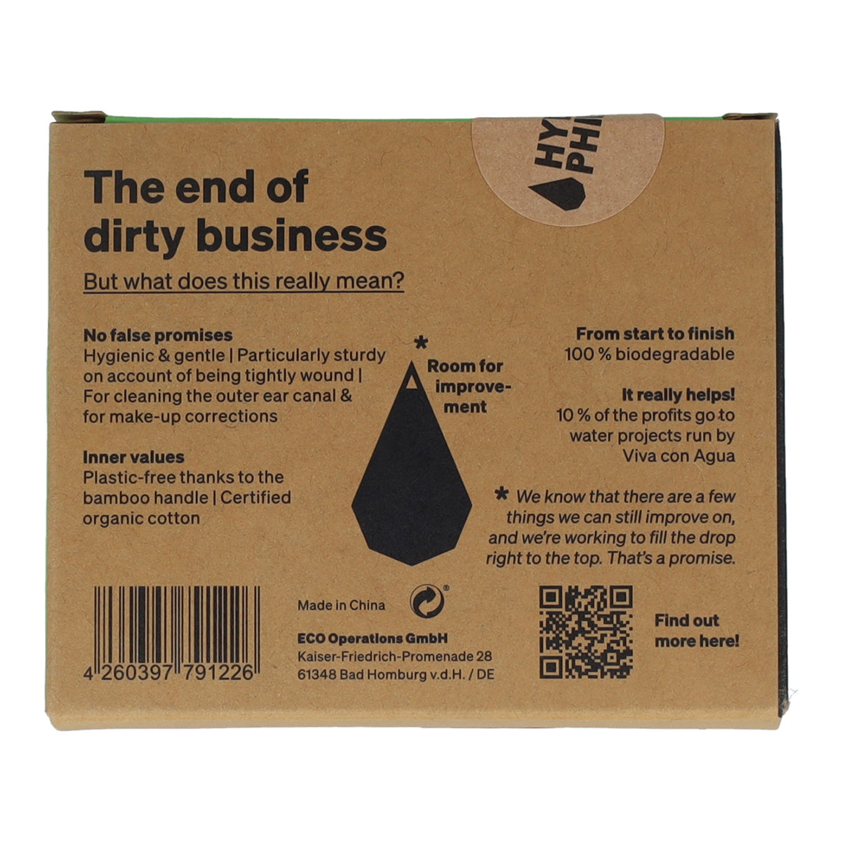 Oorstaafjes van bamboe en biologisch katoen Hydrophil, 100 stuks