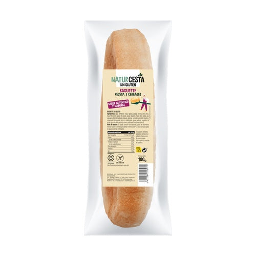 Gluten-free 3-grain baguette recipe bread, 100 g Naturcesta