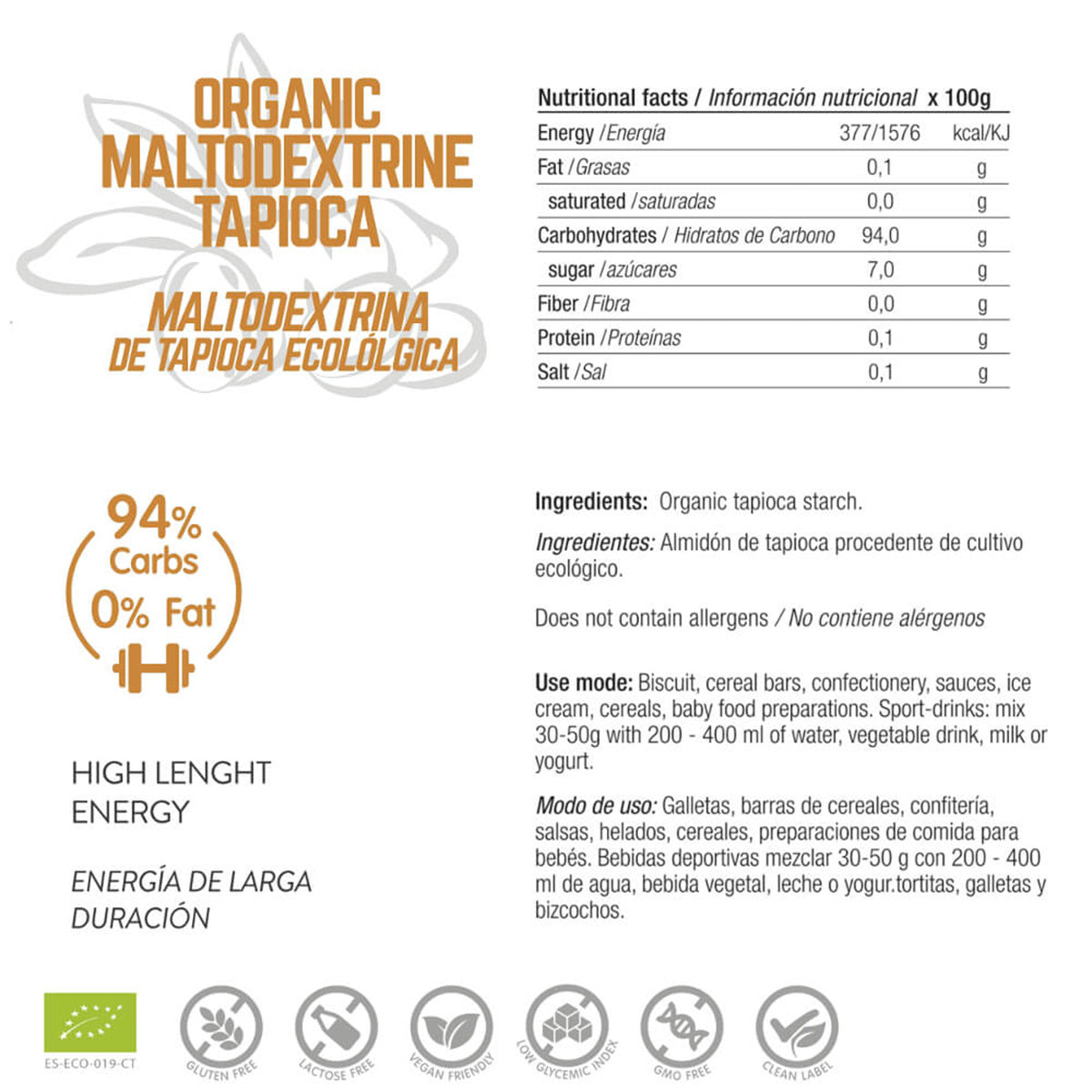 Maltodestrina eco di tapioca: Energy Feelings 500 g