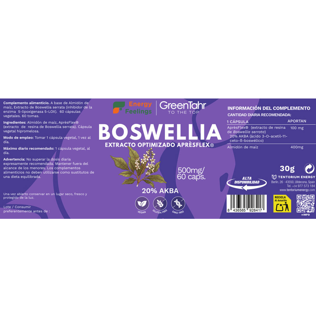 Boswellia (ApresFlex) Energy Feelings 60 cápsulas