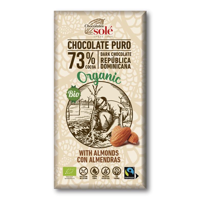 Chocolat noir 73 % aux amandes Solé 150 g