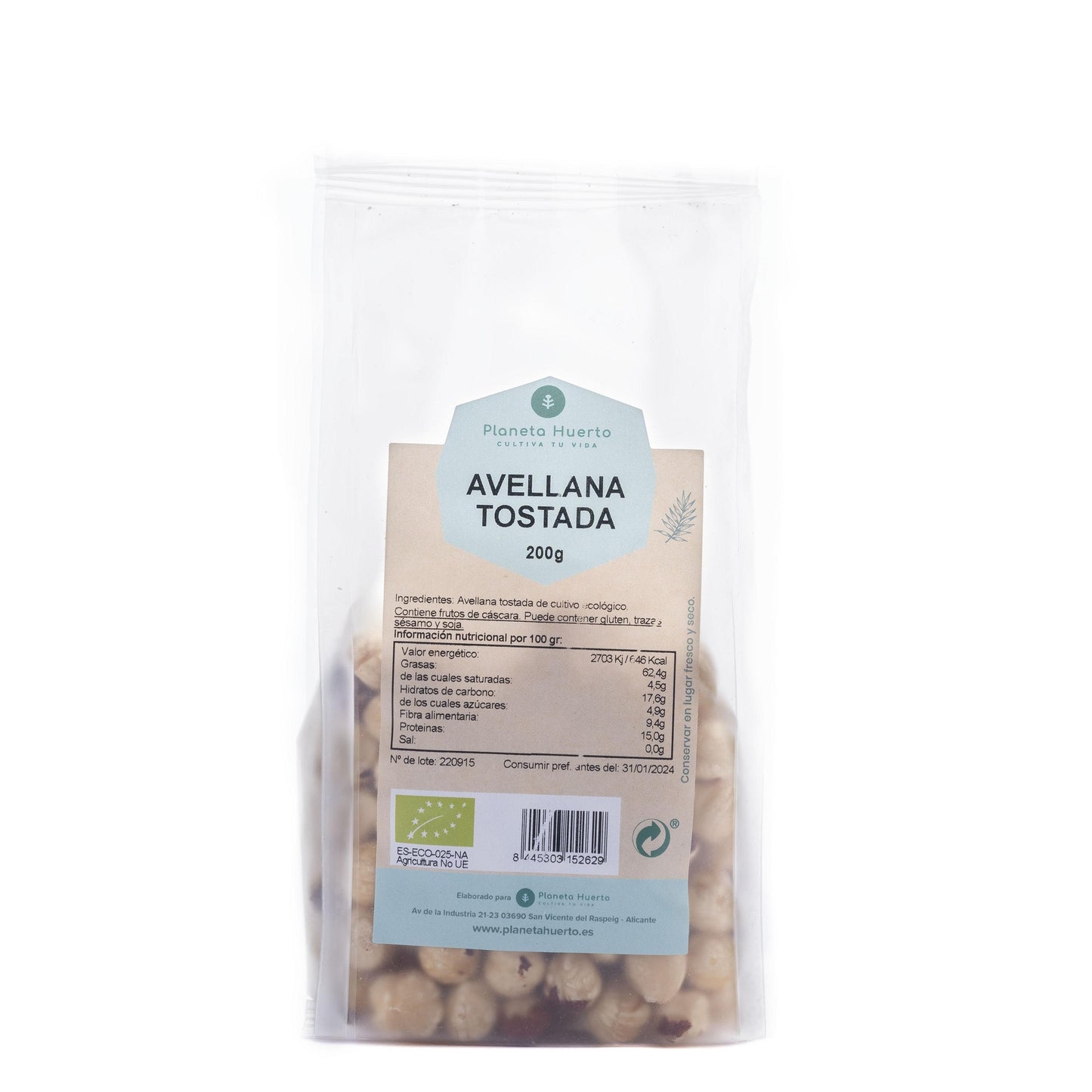 Rostade hasselnötter ECO Planeta Huerto 200 g