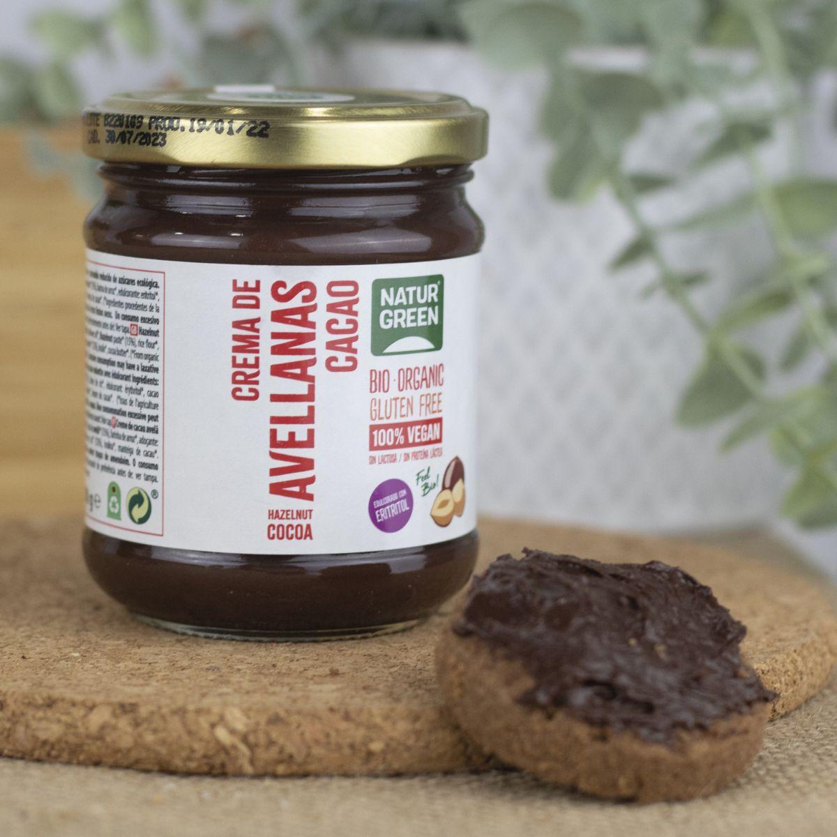 Hazelnoot- en cacaocrème met verlaagd suikergehalte Naturgreen 200 g