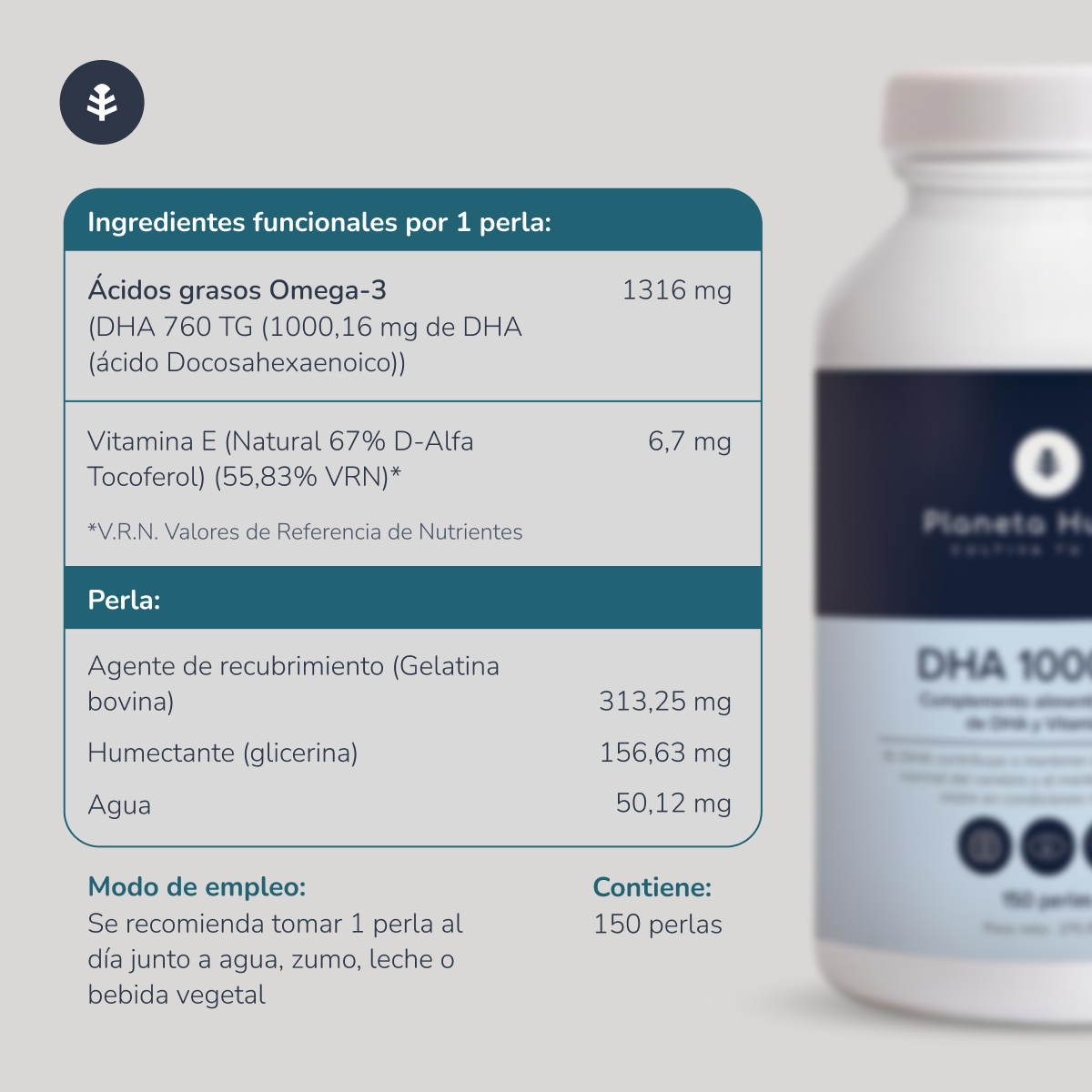Pak 2x DHA 1000 mg Planeta Huerto 150 parels