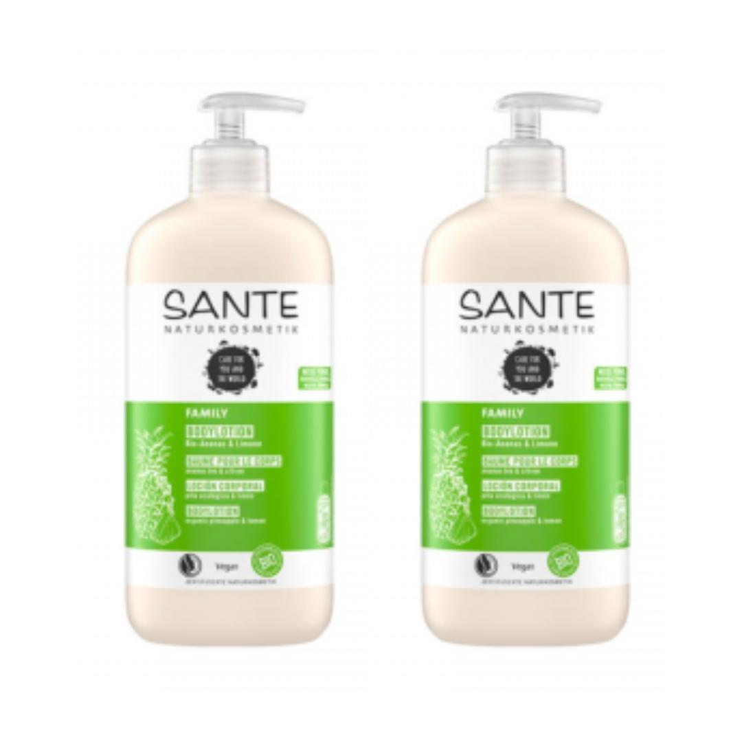 Pack x2 Lotion corporelle ananas et citron Sante, 500 ml