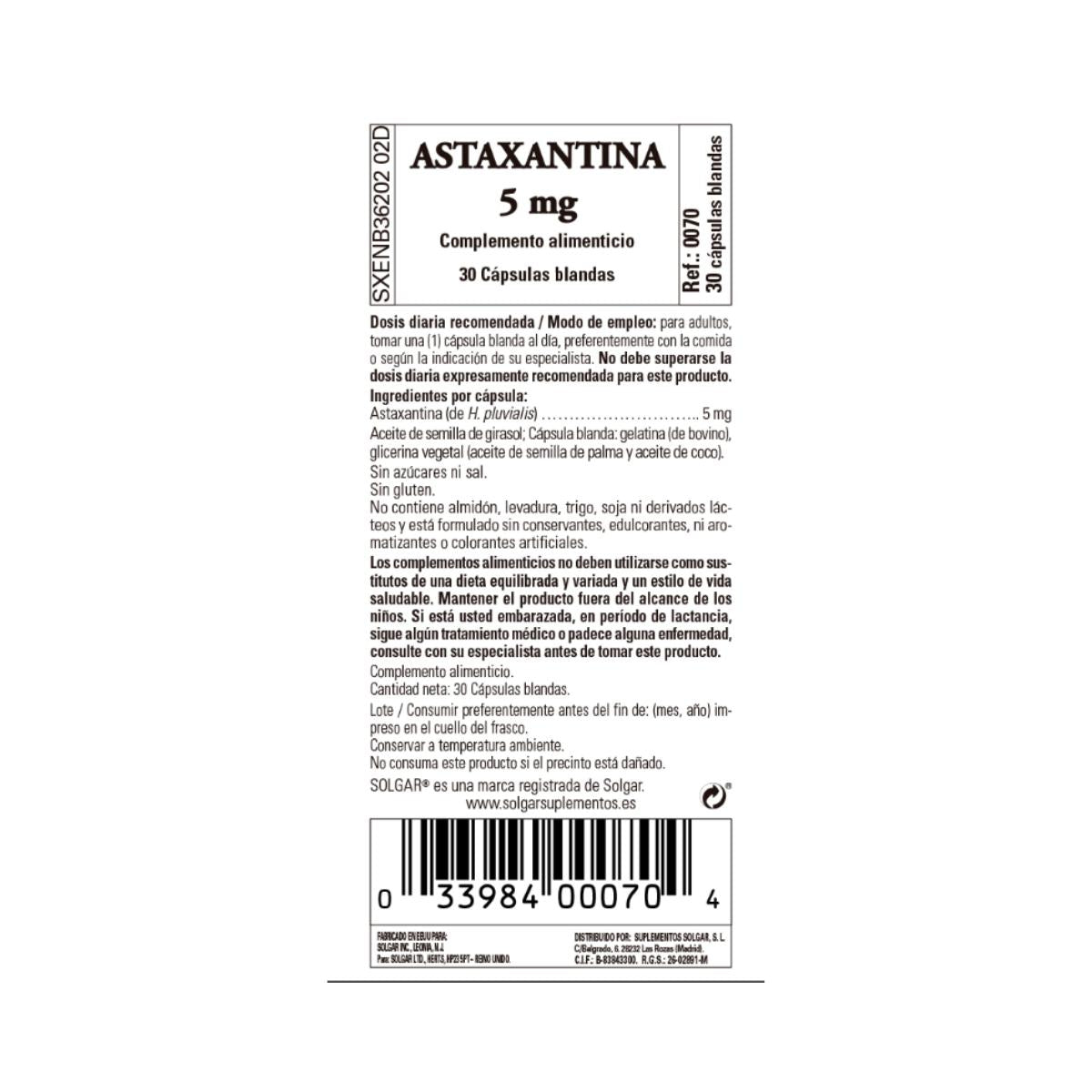 Astaksantyna, 30 kapsułek po 5 mg