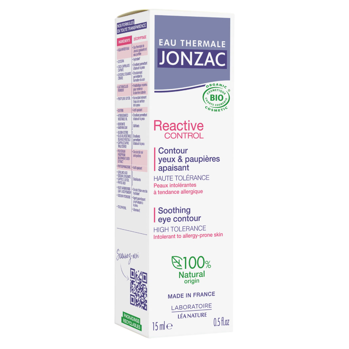 Beruhigende Augencreme Reactive Control Eau Thermale Jonzac 15 ml