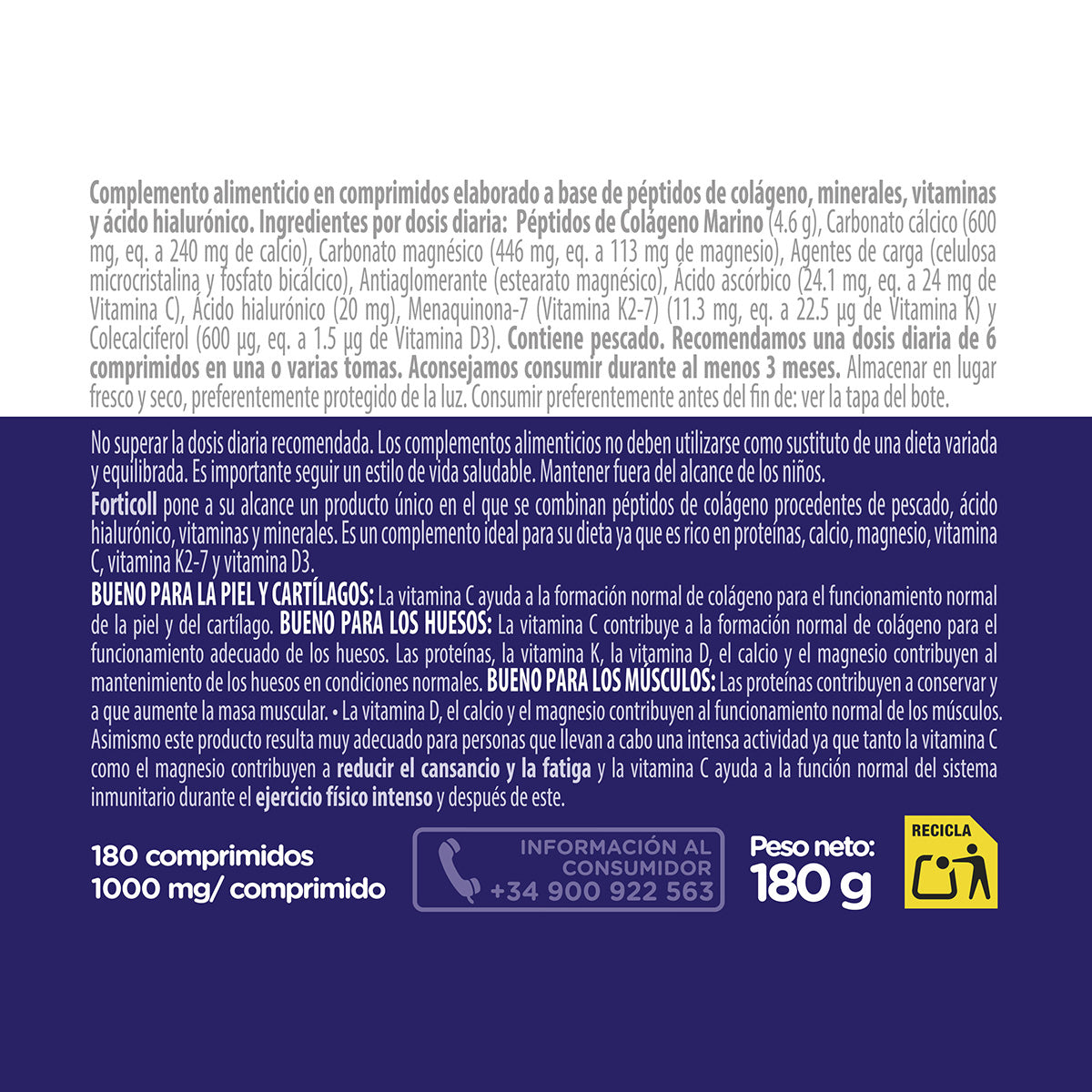 Collagène marin Forticoll, 180 comprimés