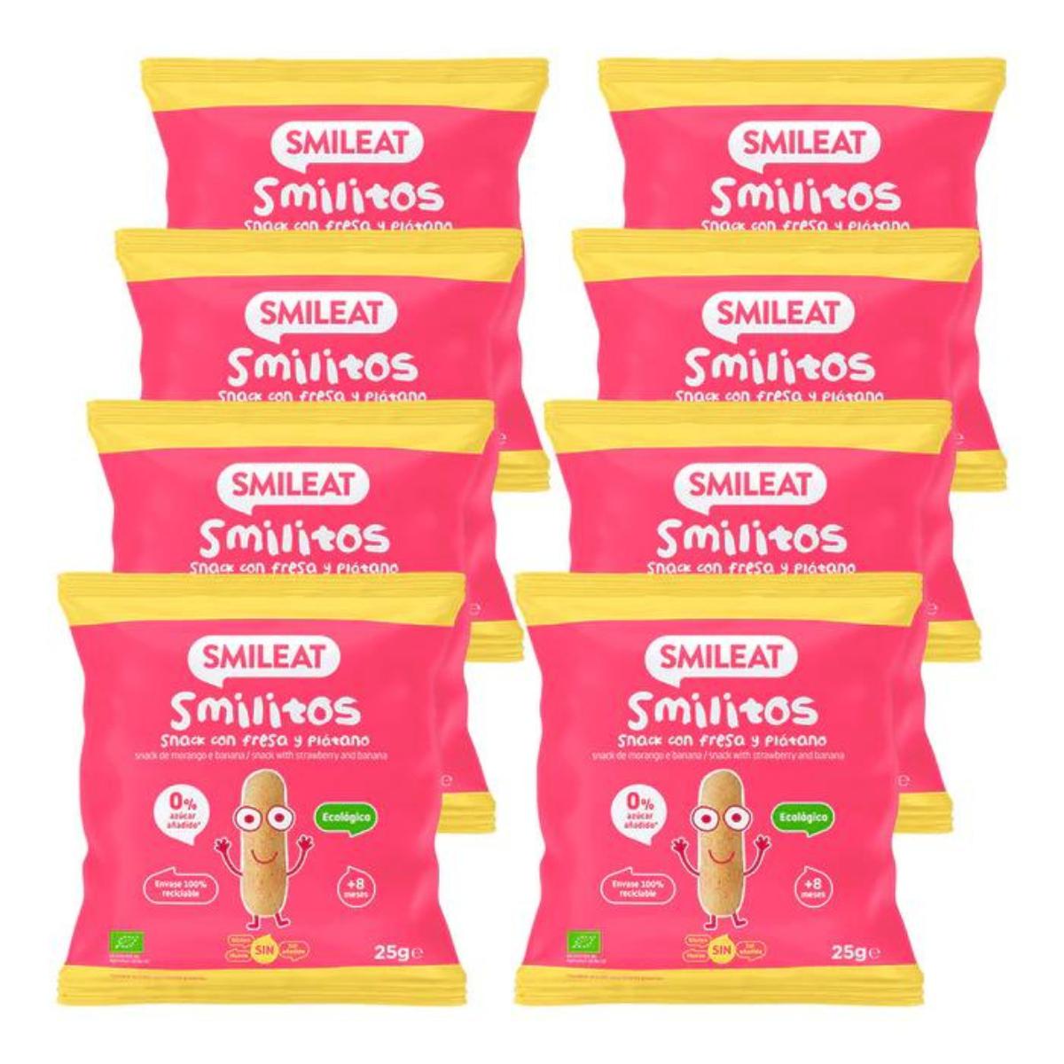 Pack of 8 x Smilitos, Strawberry and Banana ECO Smileat Worms, 25 g