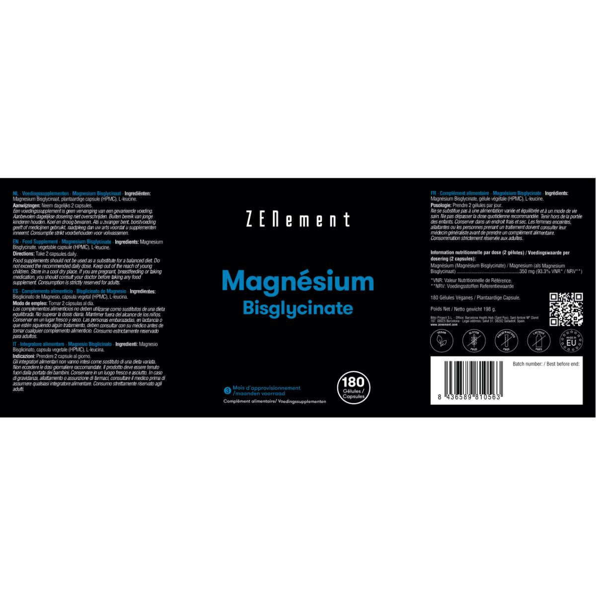 Magnesiumbisglycinat Zenement, 180 tabletter