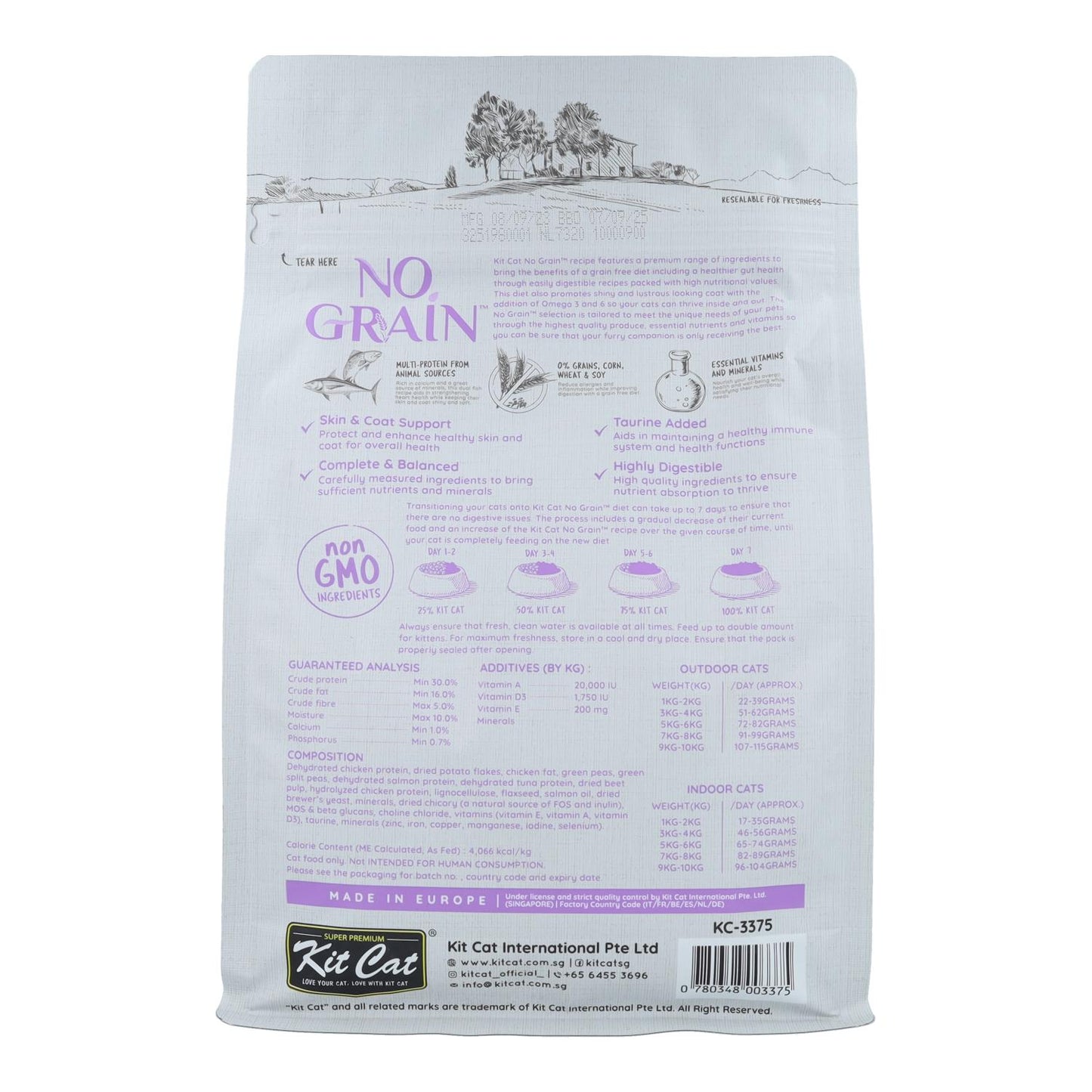 Kit Cat No Grain Cat Food - Thon & Saumon 1 kg Nourriture naturelle pour chats