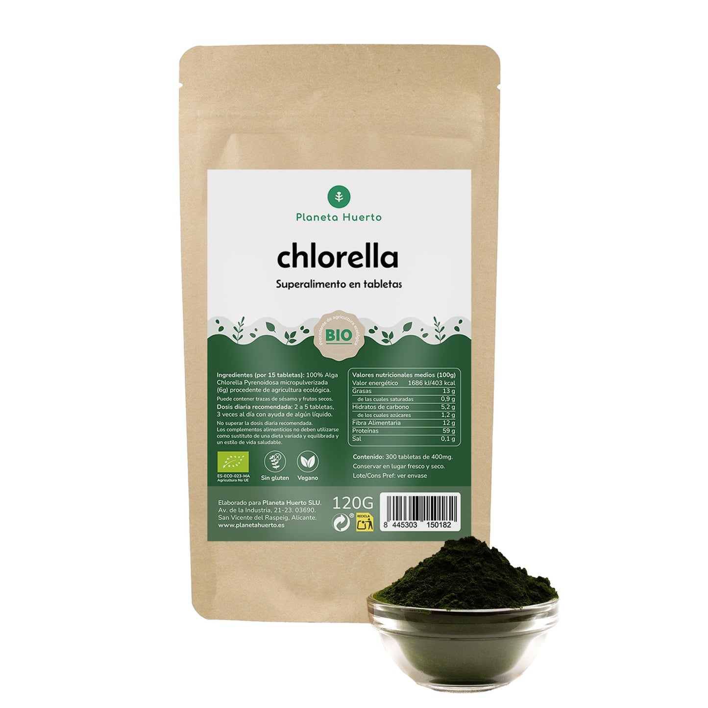 Chlorella tångpulver ECO Planeta Huerto 200 g
