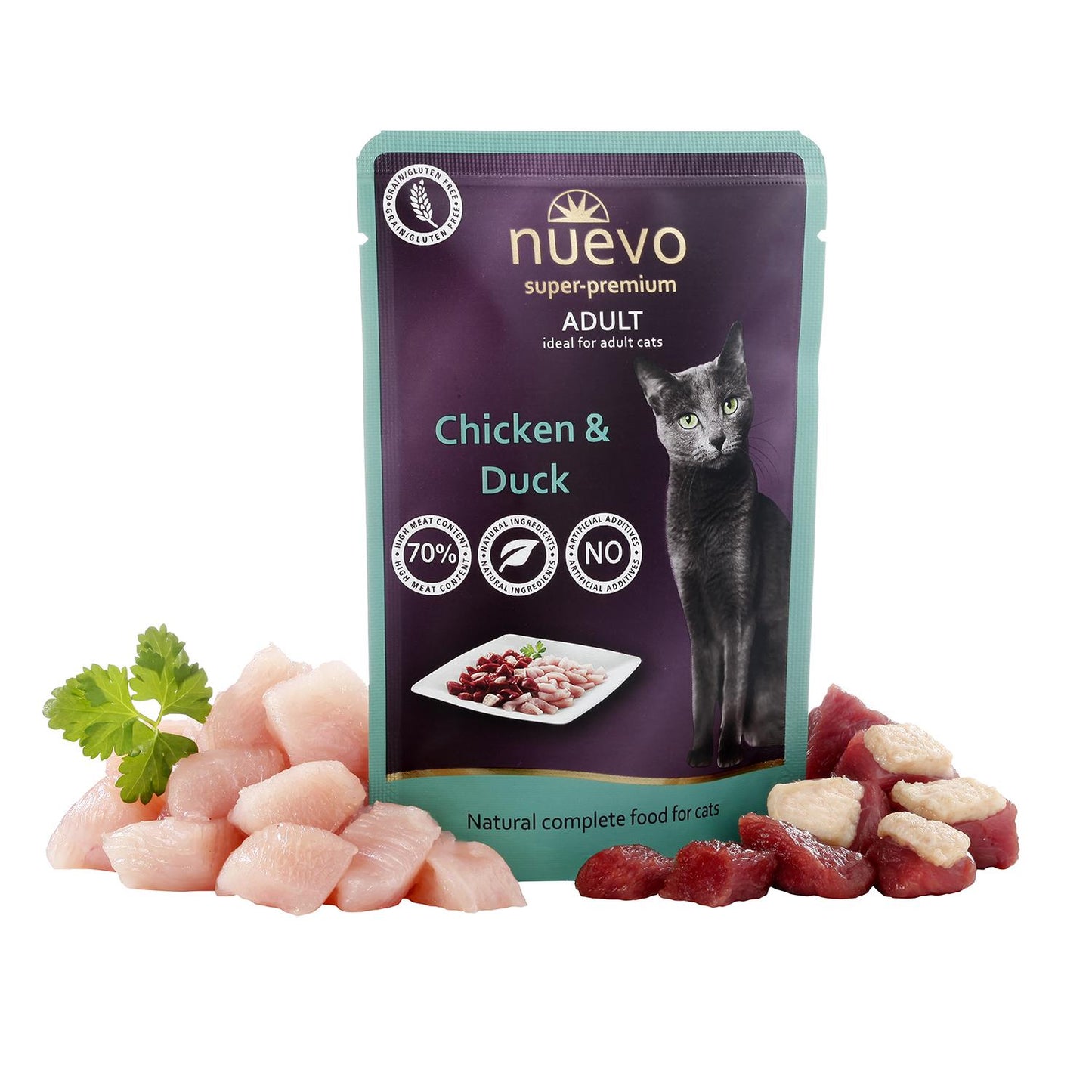 Nuovo Bustina Gatto adulto Pollo e Anatra 85 g