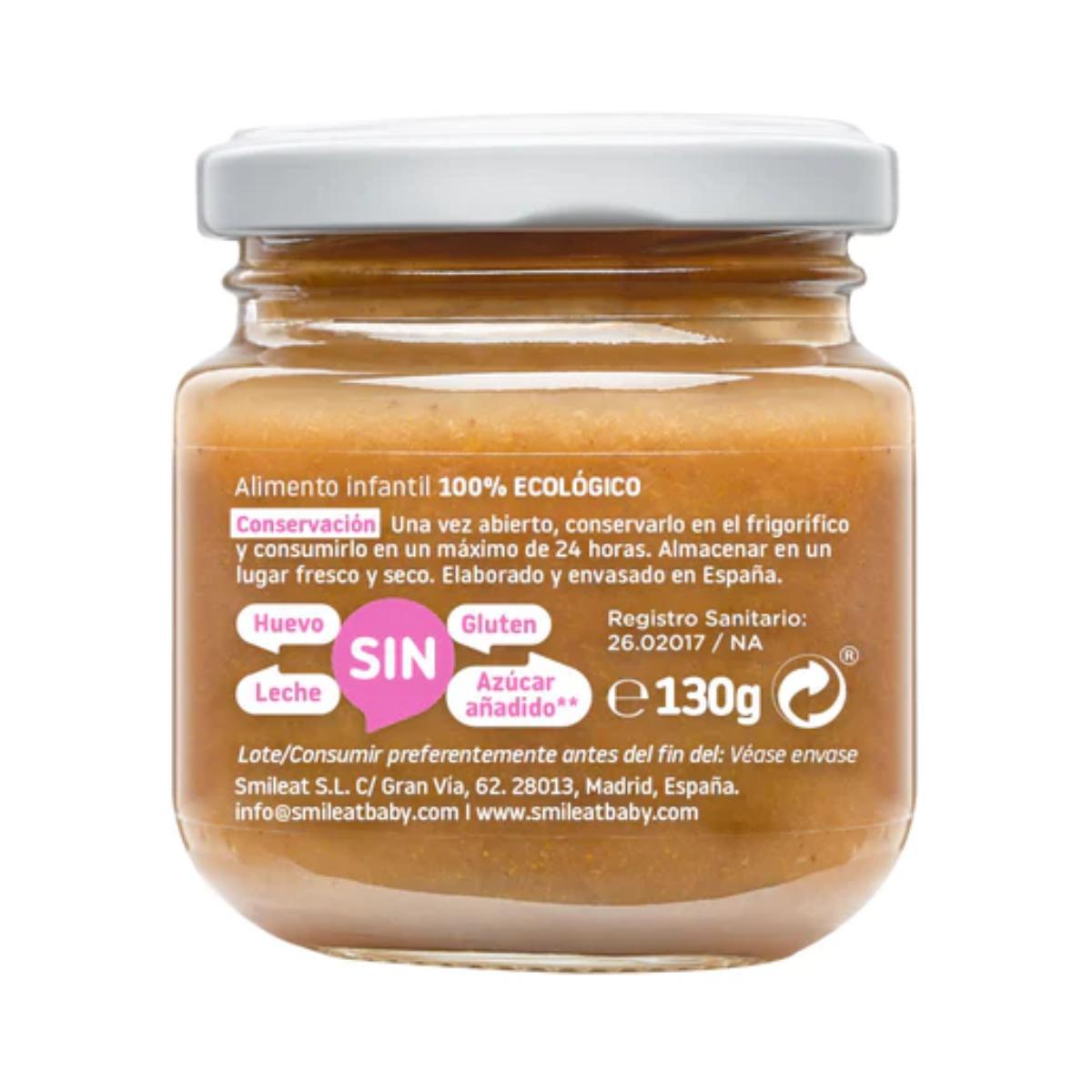 Potje biologische frambozen en perziken Smileat, 130 g