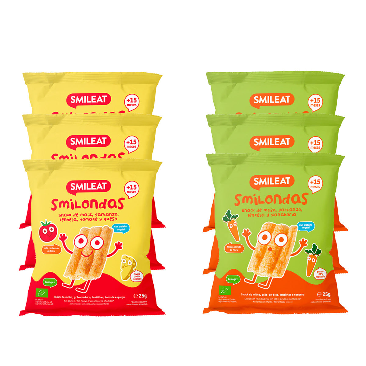 Confezione da 6 Mix Smilondas Snack Eco, Smileat, 25 g