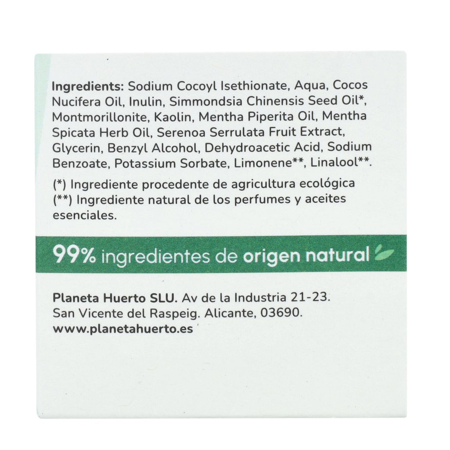 Planeta Huerto Mint Anti-grease solid shampoo 85 g