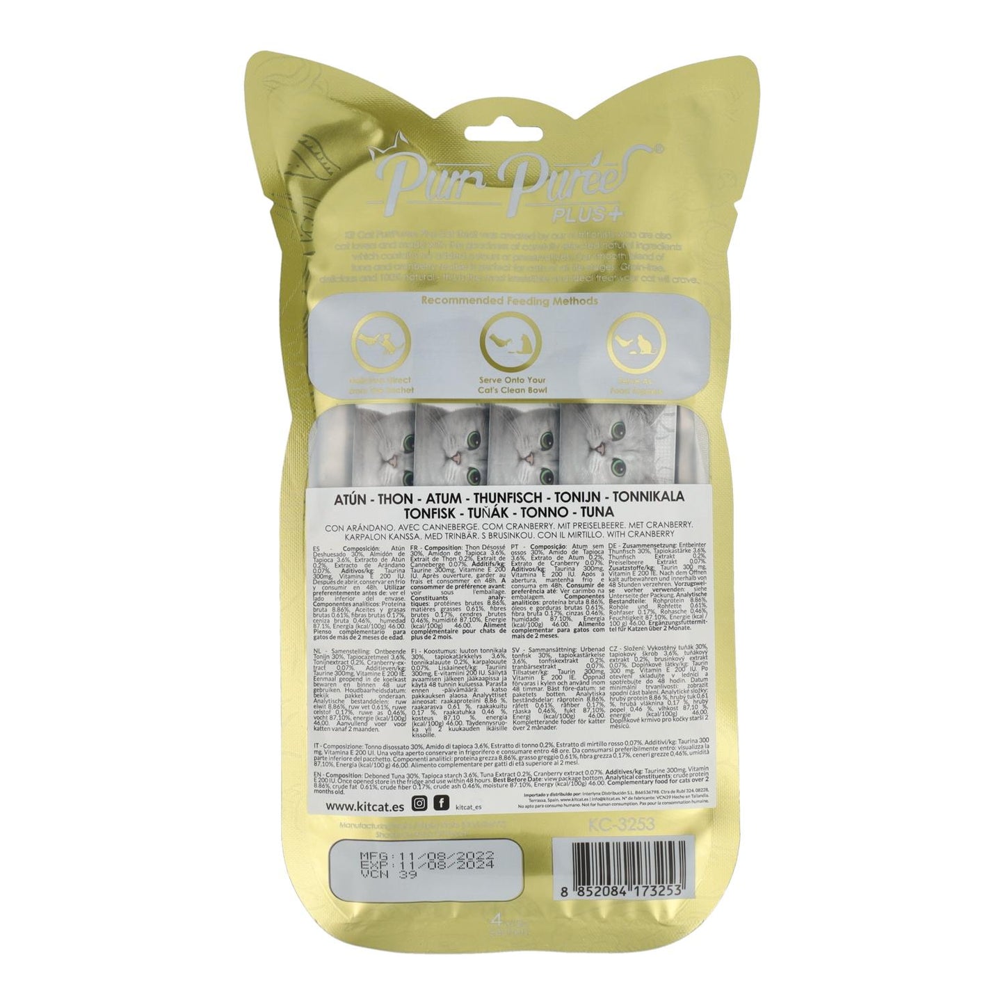 Kit Cat PurrPuree Plus – Thunfisch Urinary Care Kit Cat 4 x 15 g Cremiger Snack für Katzen