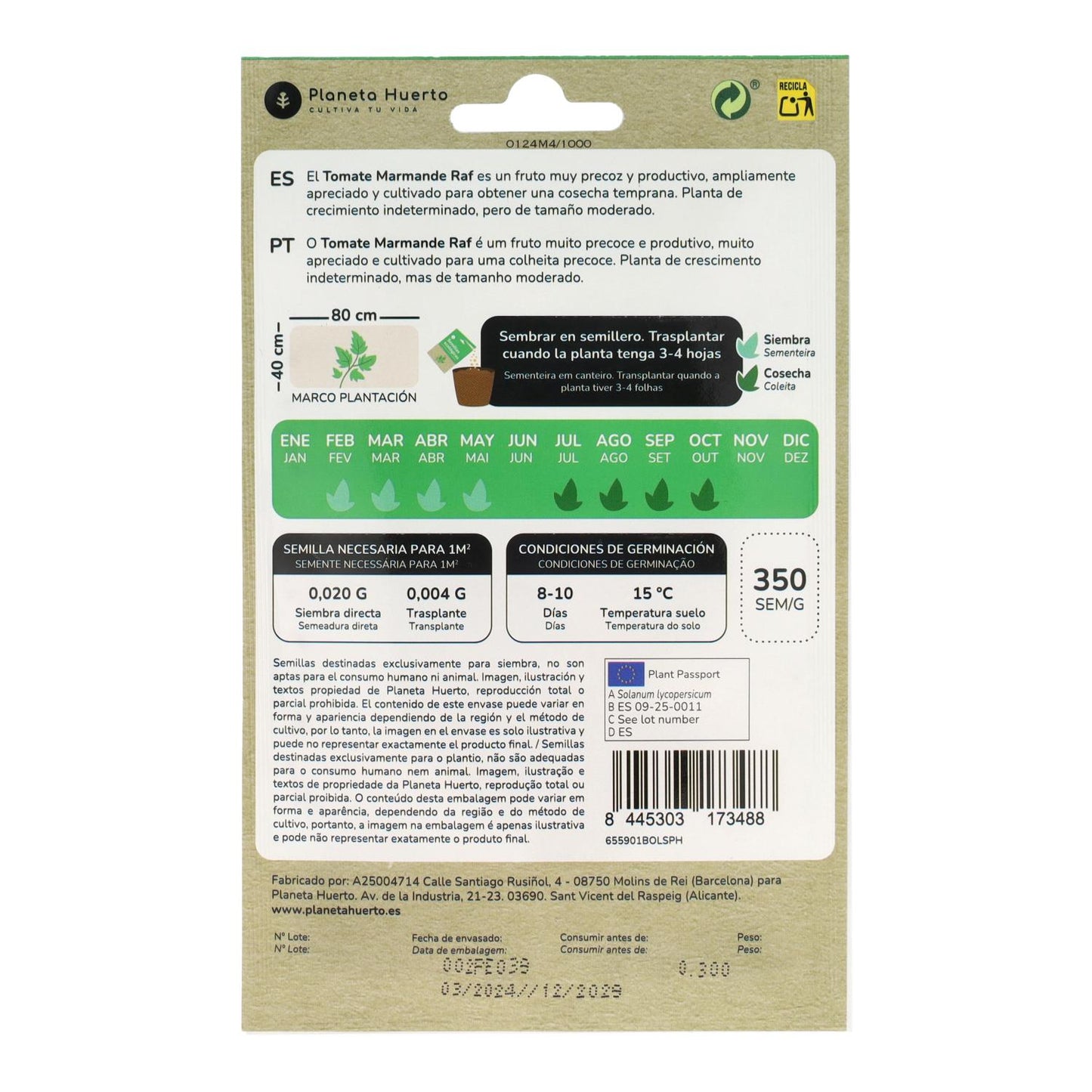 Ekologiczne nasiona Tomato marmande Raf Planeta Huerto