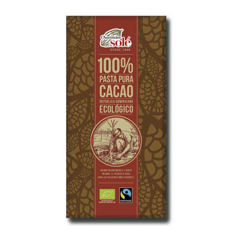 Pasta pura 100% cacao in tavoletta Bio Solé 90 g