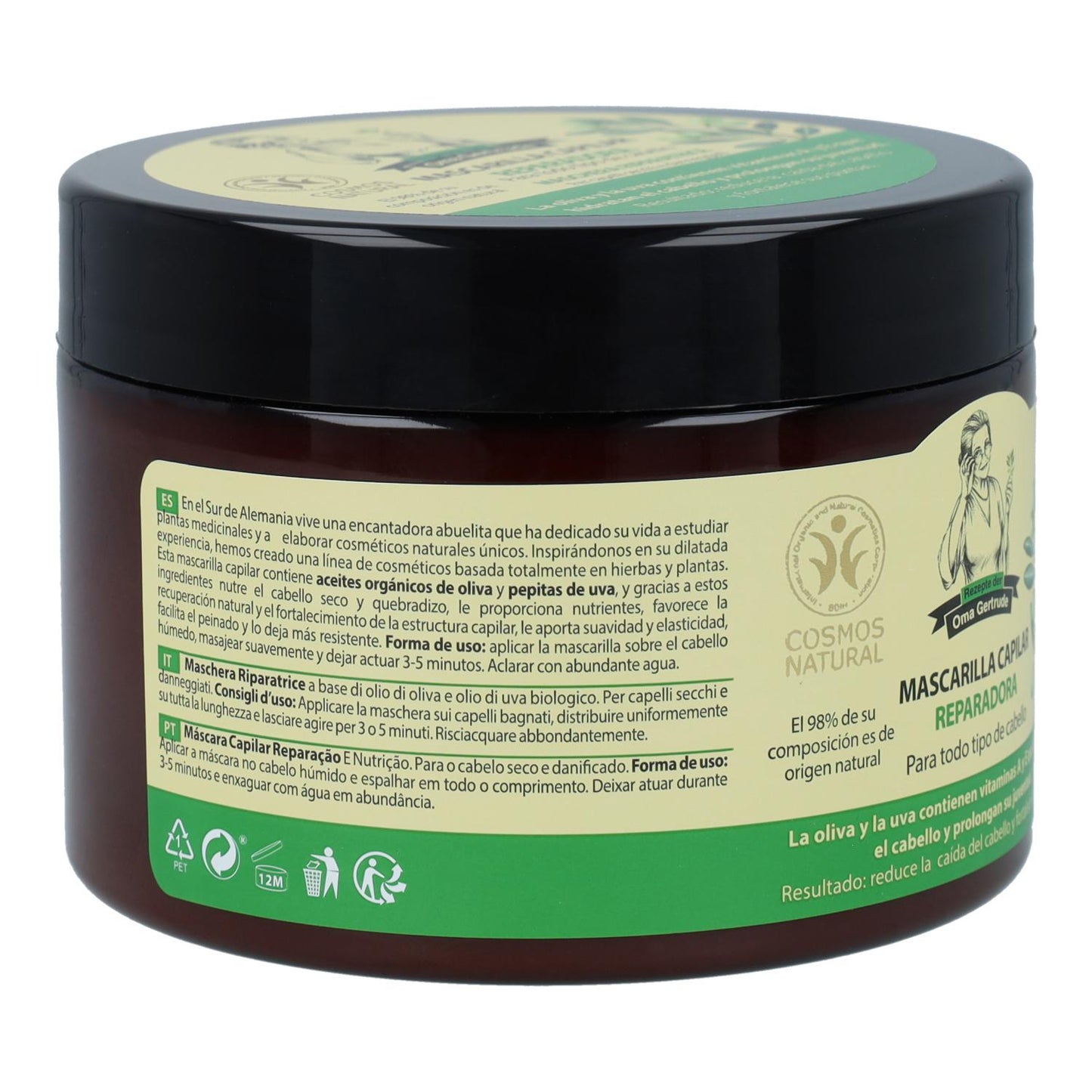 Maschera riparatrice e nutriente per capelli secchi e danneggiati, Oma Gertrude, 300 ml