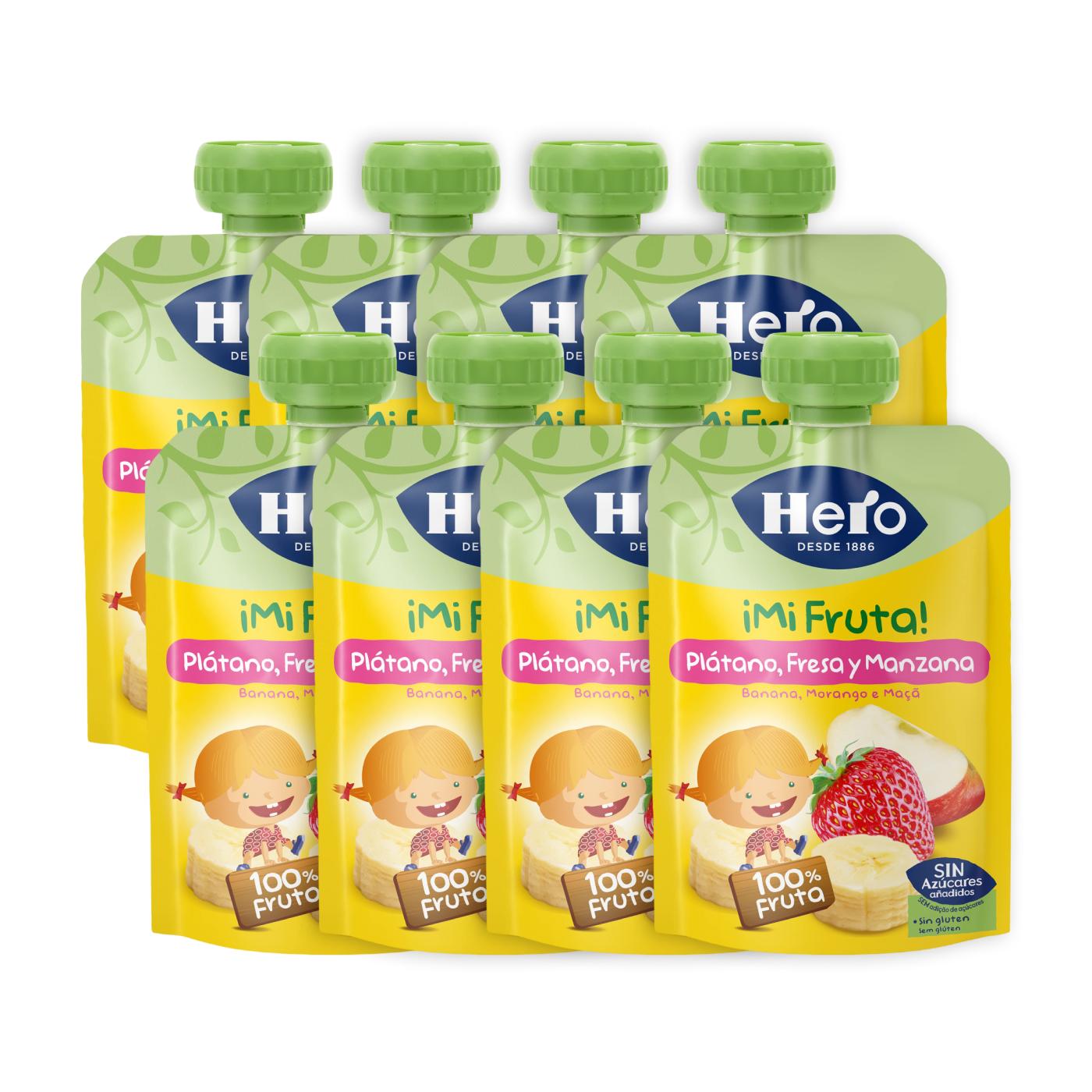 8-pack Hero banan- och jordgubbsyoghurt 100 g