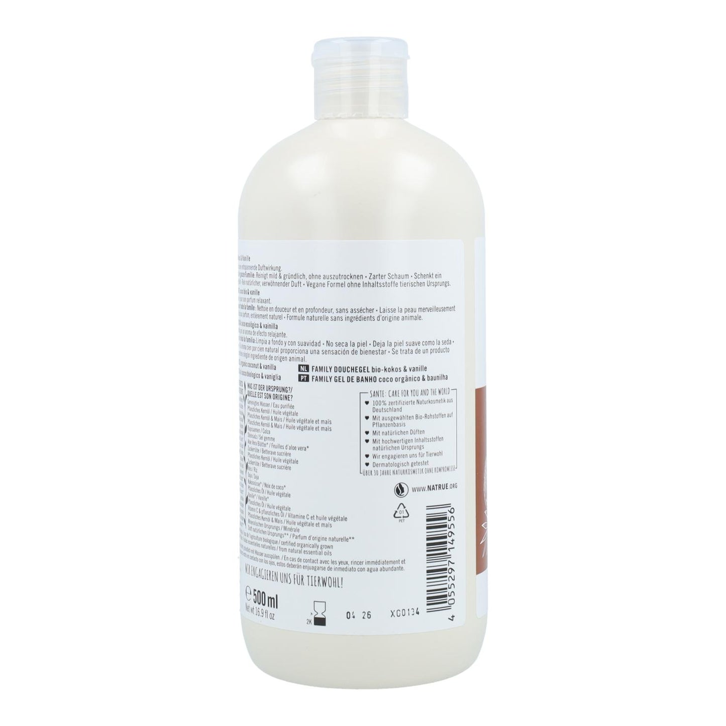 Gel doccia biologico Cocco e Vaniglia Sante 500 ml