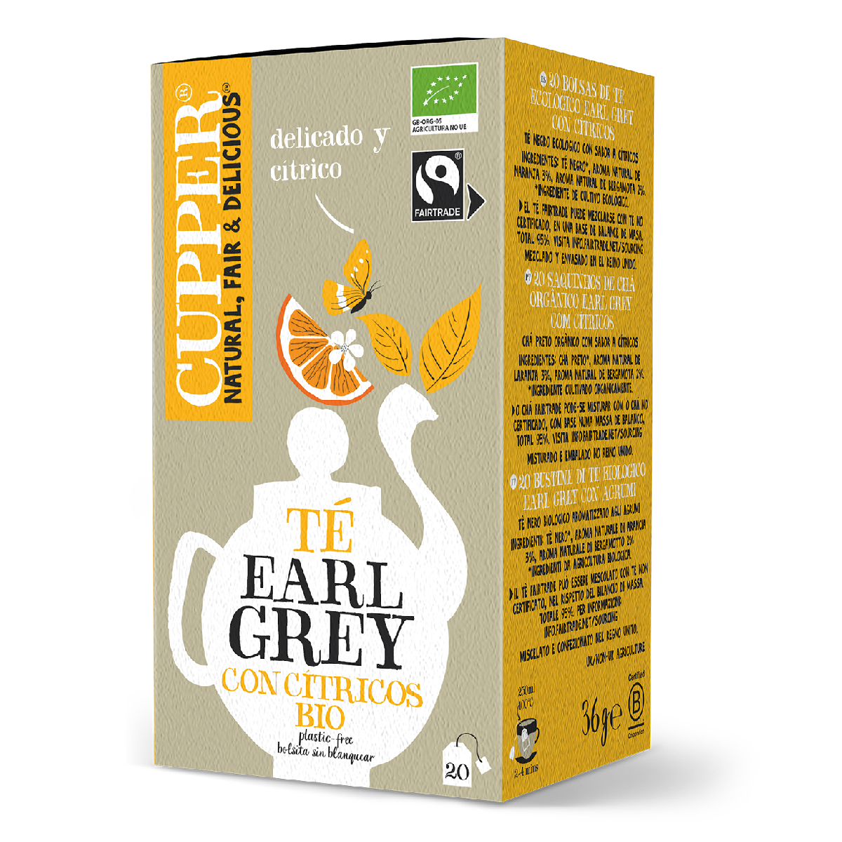 Infuso Earl Grey con agrumi BIO Cupper 20 bustine