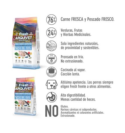 Fresh Senior Light Turkey & White Arquivet 2,5 kg Aliment semi-humide pour chiens
