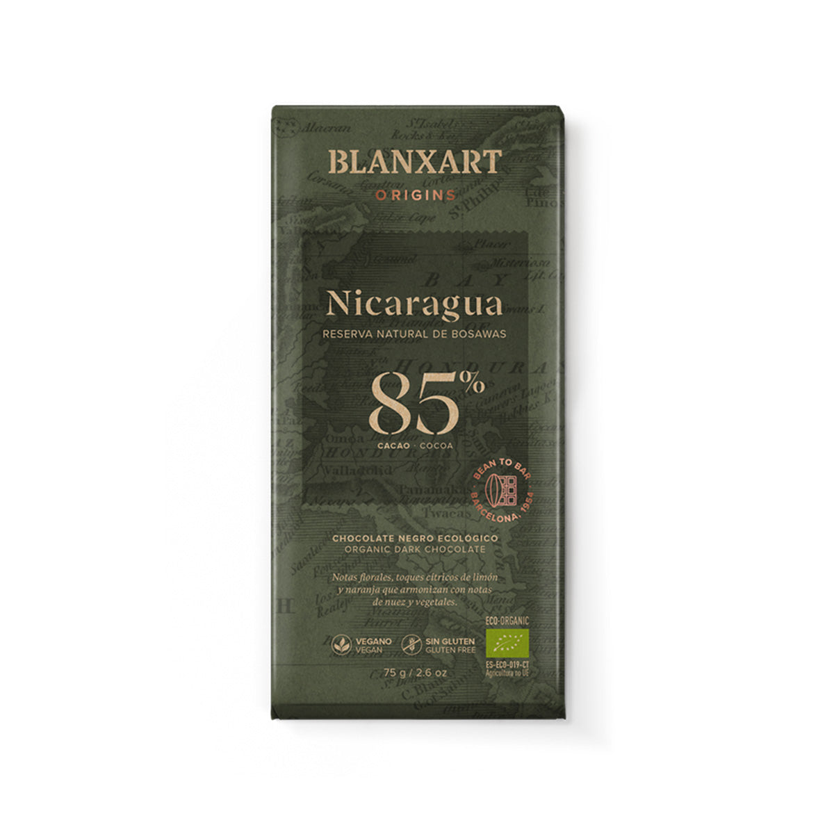Blanxart 85% Nicaragua Eco Vegan Gluten-Free Dark Chocolate 75 g