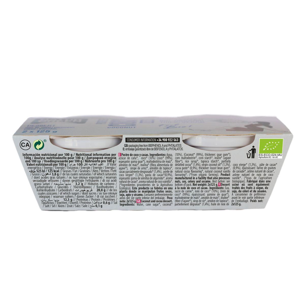 Dessert al cocco e cacao Naturgreen, 2 x 125 g