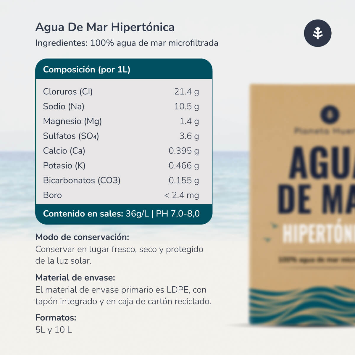 Agua De Mar Hipertónica Planeta Huerto 10 L