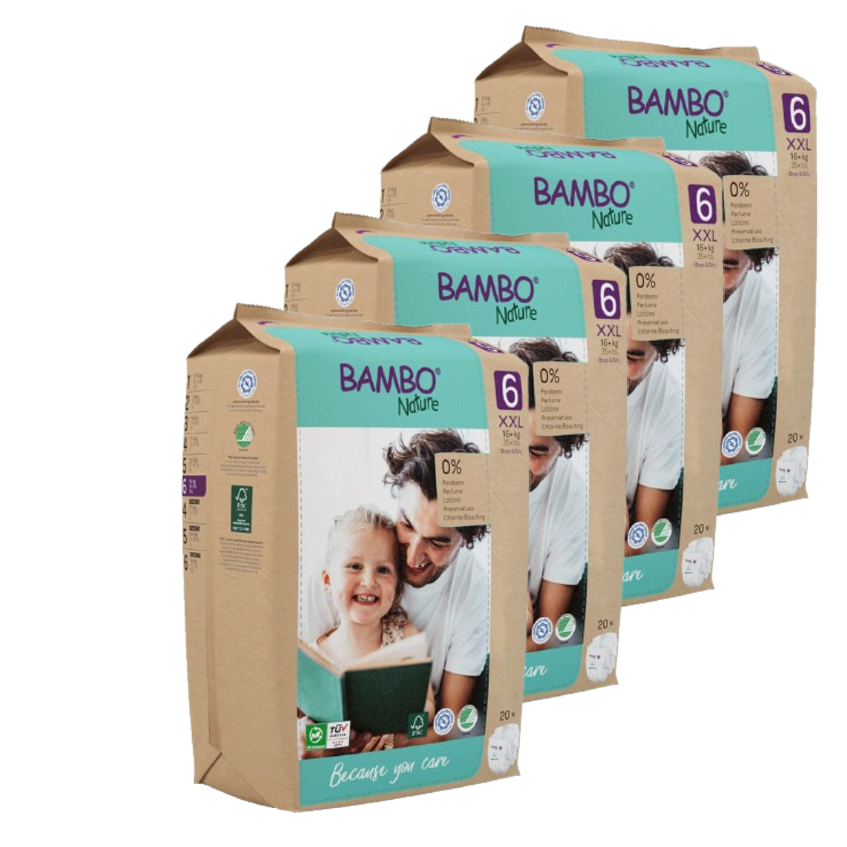 Zestaw oszczędnościowy Bambo Nature pieluchy T6 (+16 kg) 80 szt.