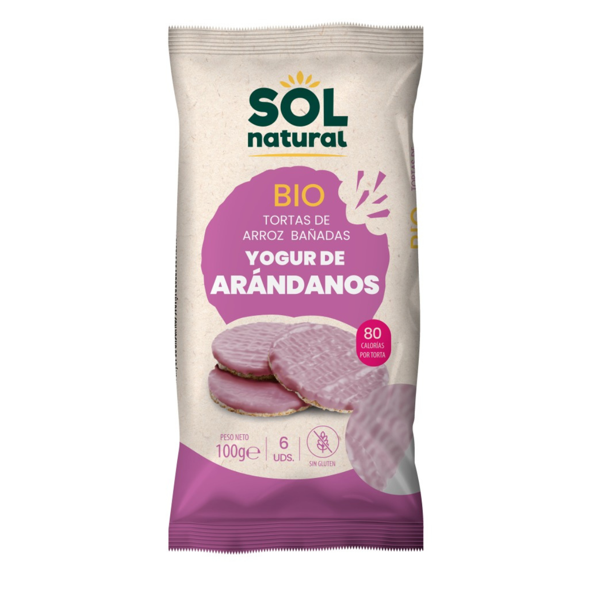 Focaccine di riso allo yogurt e mirtilli Sol Natural 100 g
