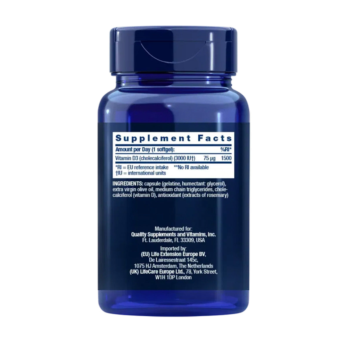 Vitamine D3 3.000 IE, Life Extension 120 capsules