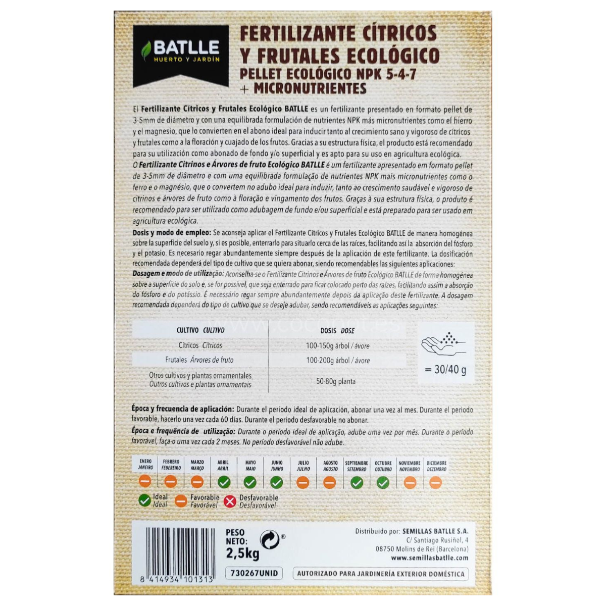 Batlle Bio Citrus and Fruit Tree Fertiliser 2.5 kg