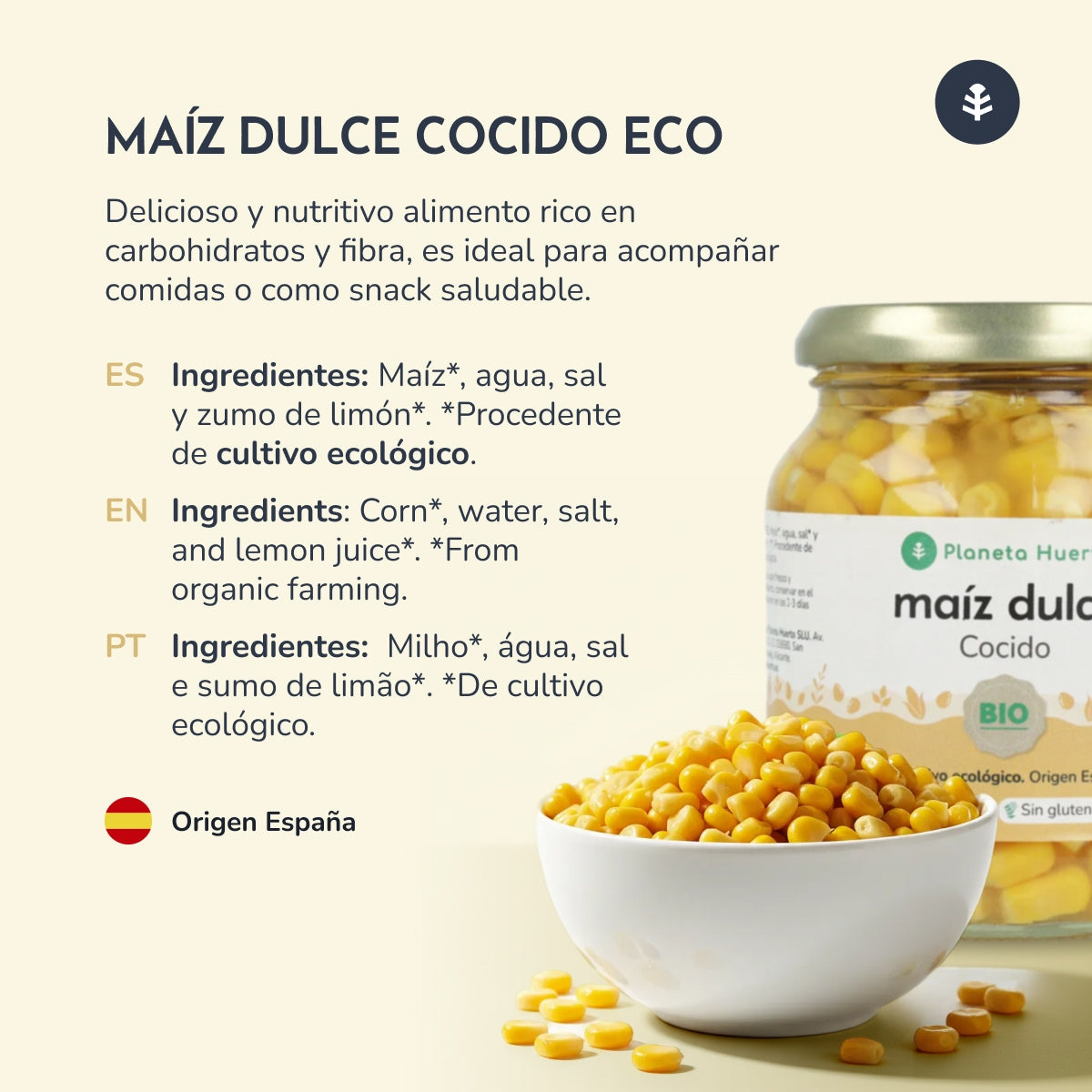 Maíz dulce ECO Planeta Huerto 340 g