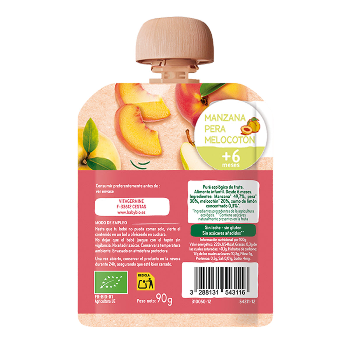 Pack of Organic Fruit Pouches (from 6 months), Babybio, 5 units