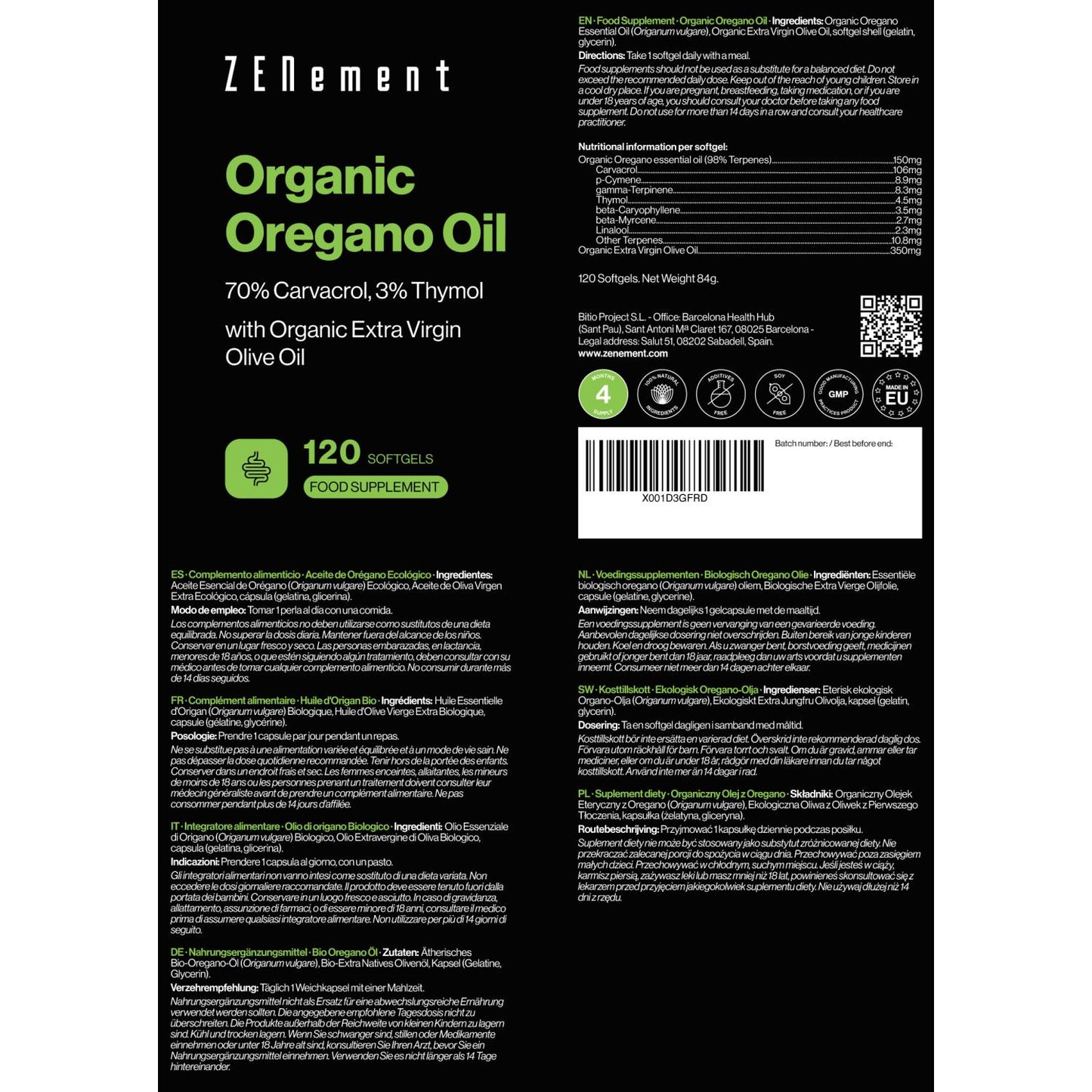 Oreganoöl, 150 mg Zenement 120 Tabletten