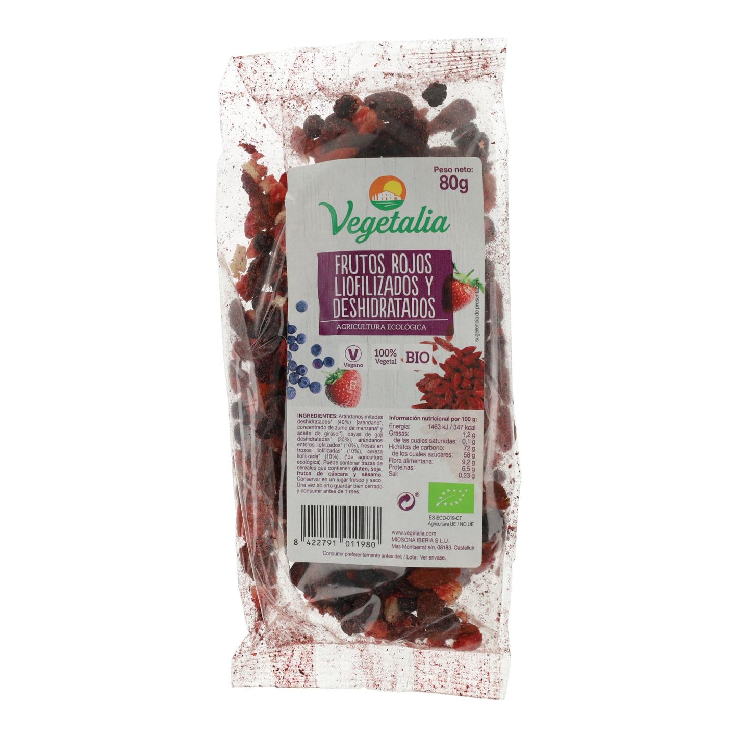 Mix di frutti rossi liofilizzati biologici 80 g Vegetalia