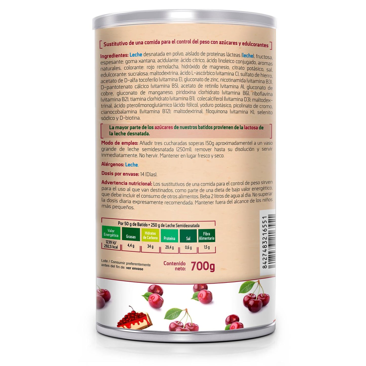 SOTYA Mättande smoothie med smak av körsbärs-cheesecake 550 g