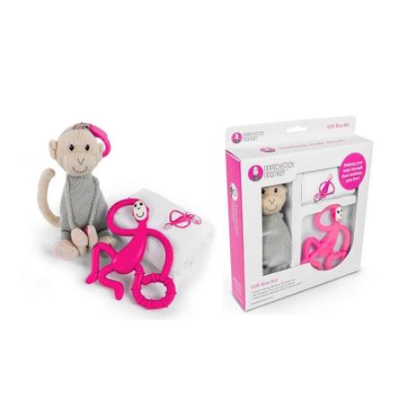 SET MUSELINE + MORDONNEAU MONKEY + POUPÉE (ROSE)