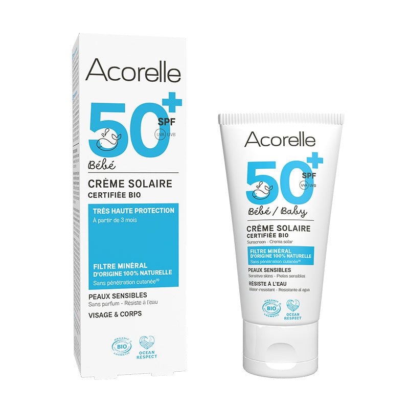 Crème solaire pour bébé SPF50+ Acorelle 50 ml